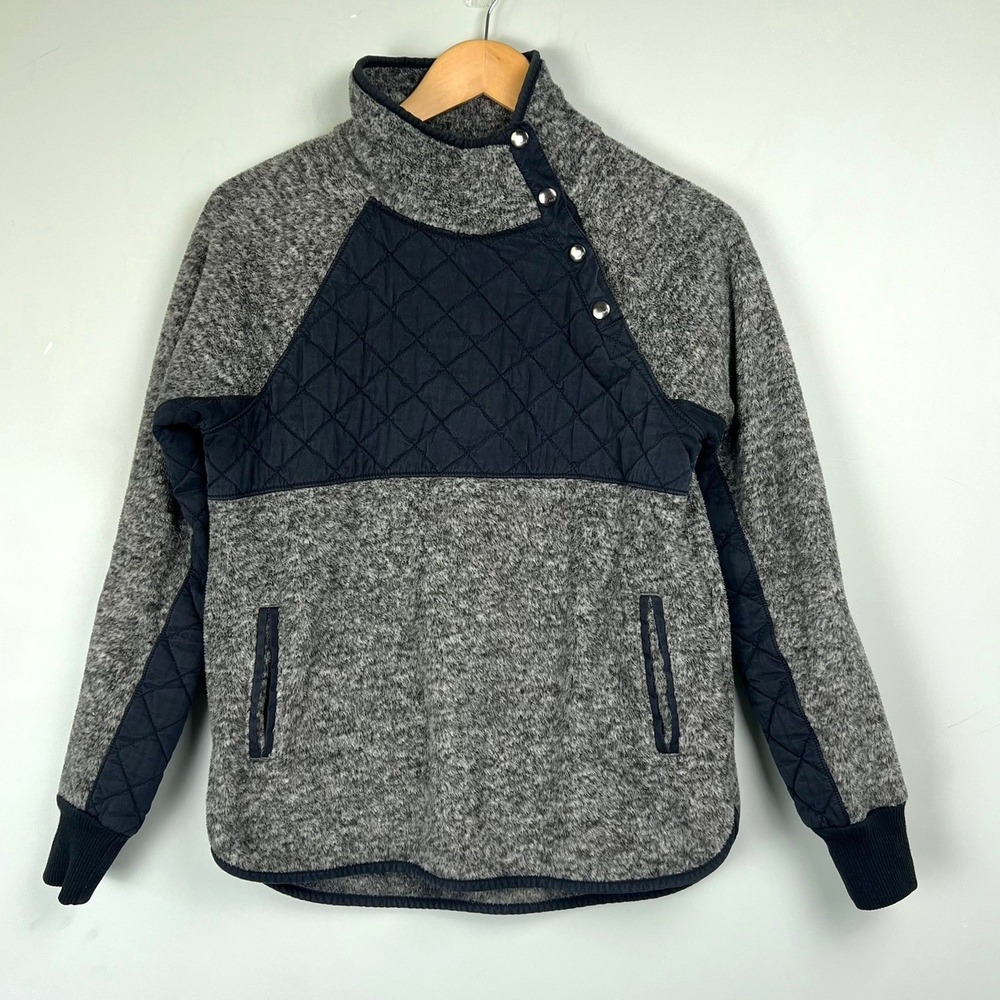 Vtg‎ Abercrombie & Fitch Women Sherpa Quilted Snap Neck Pullover Sweater S Y2k